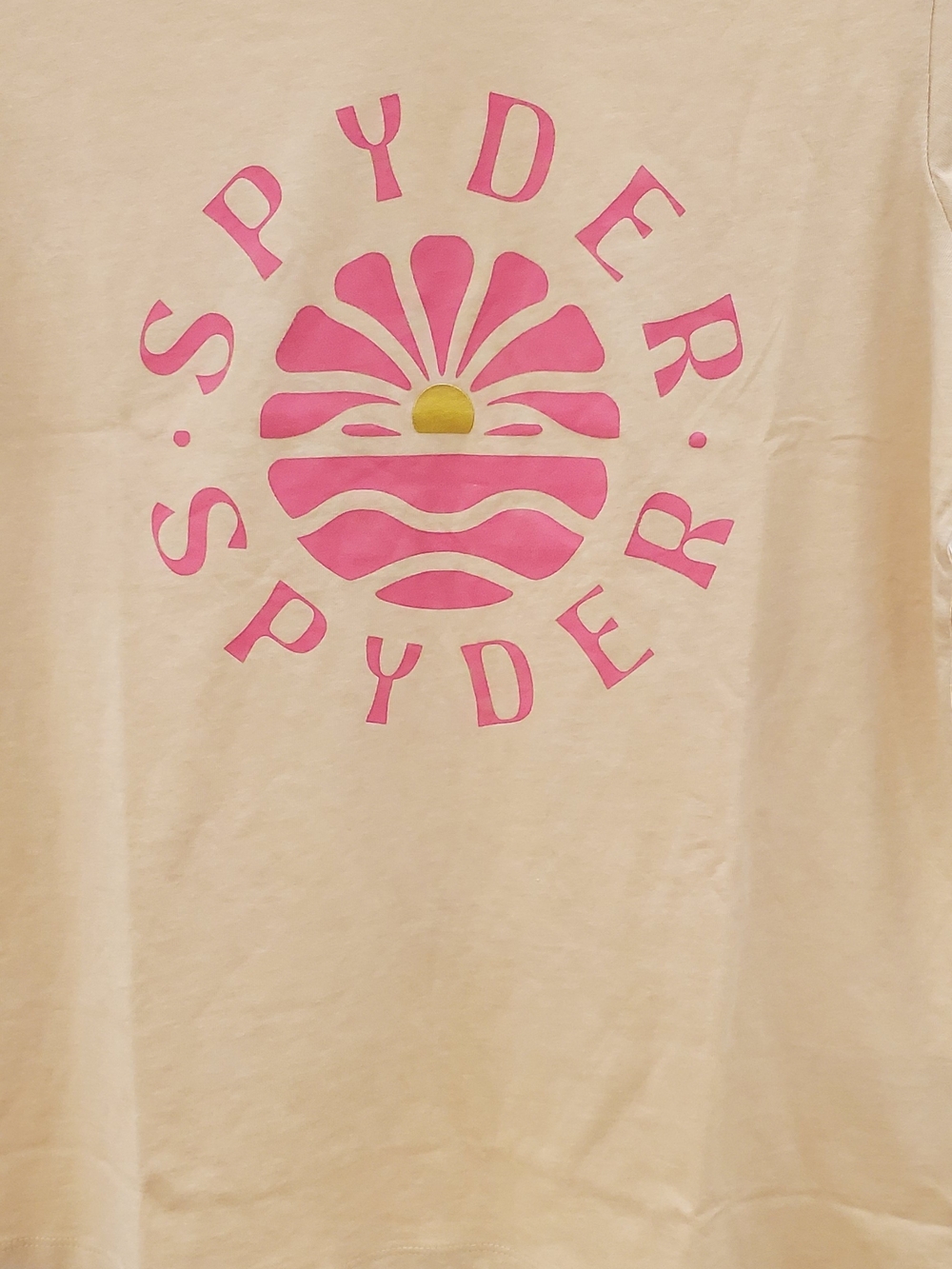 Spyder Cream Short Sleeve Tee with Pink Sun Graphic